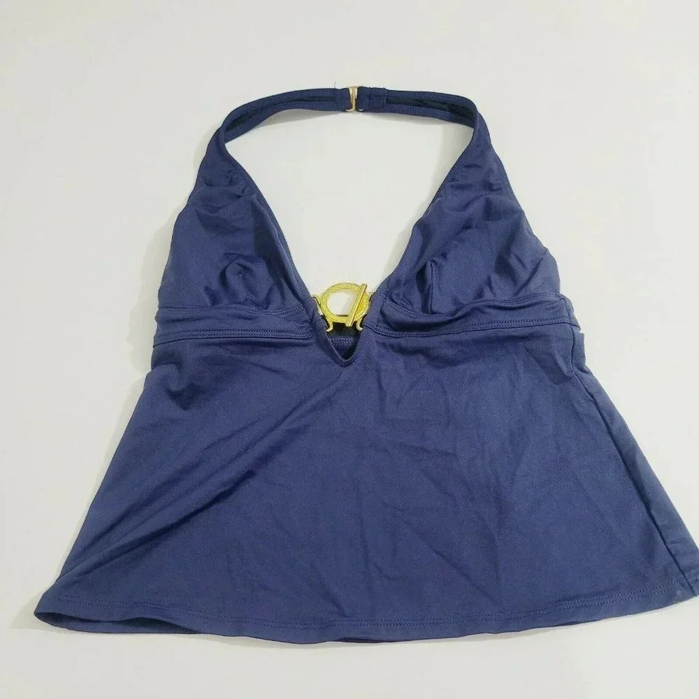 Ralph Lauren Women's Bathing suit Swimsuit Sexy Halter Tankini Top Blue